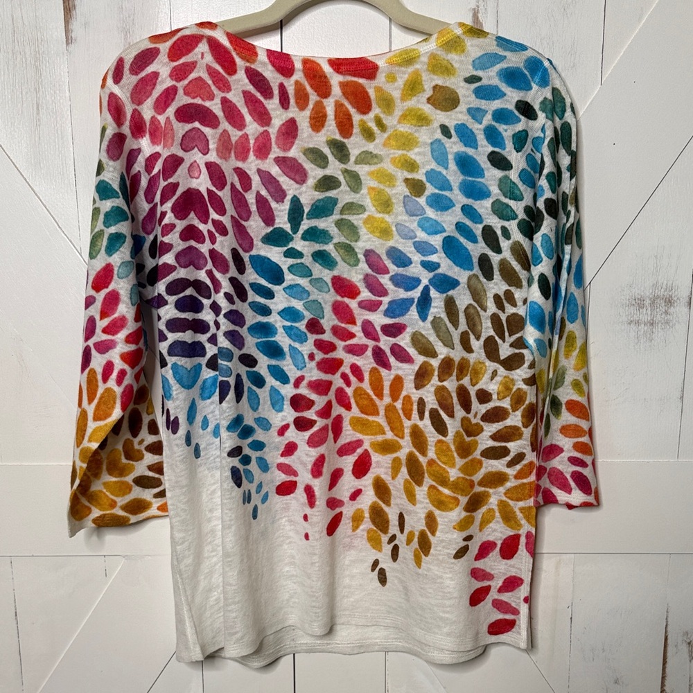 Fiona White Scoop Neck Petal Print Tunic Women's - Picture 7 of 8